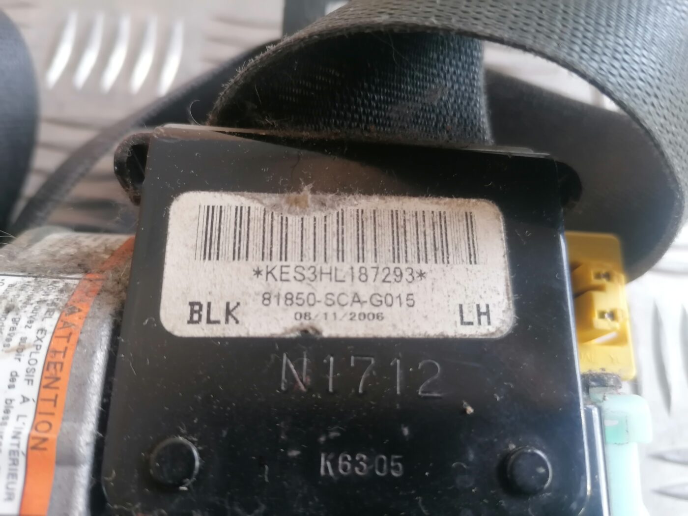 Priekšējā kreisā drošības josta priekš HONDA CR-V 2006 4 Priekšējā kreisā drošības josta priekš HONDA CR-V 2006