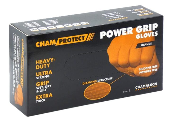 Нитриловые перчатки power grip L оранжевые (50шт.) 1