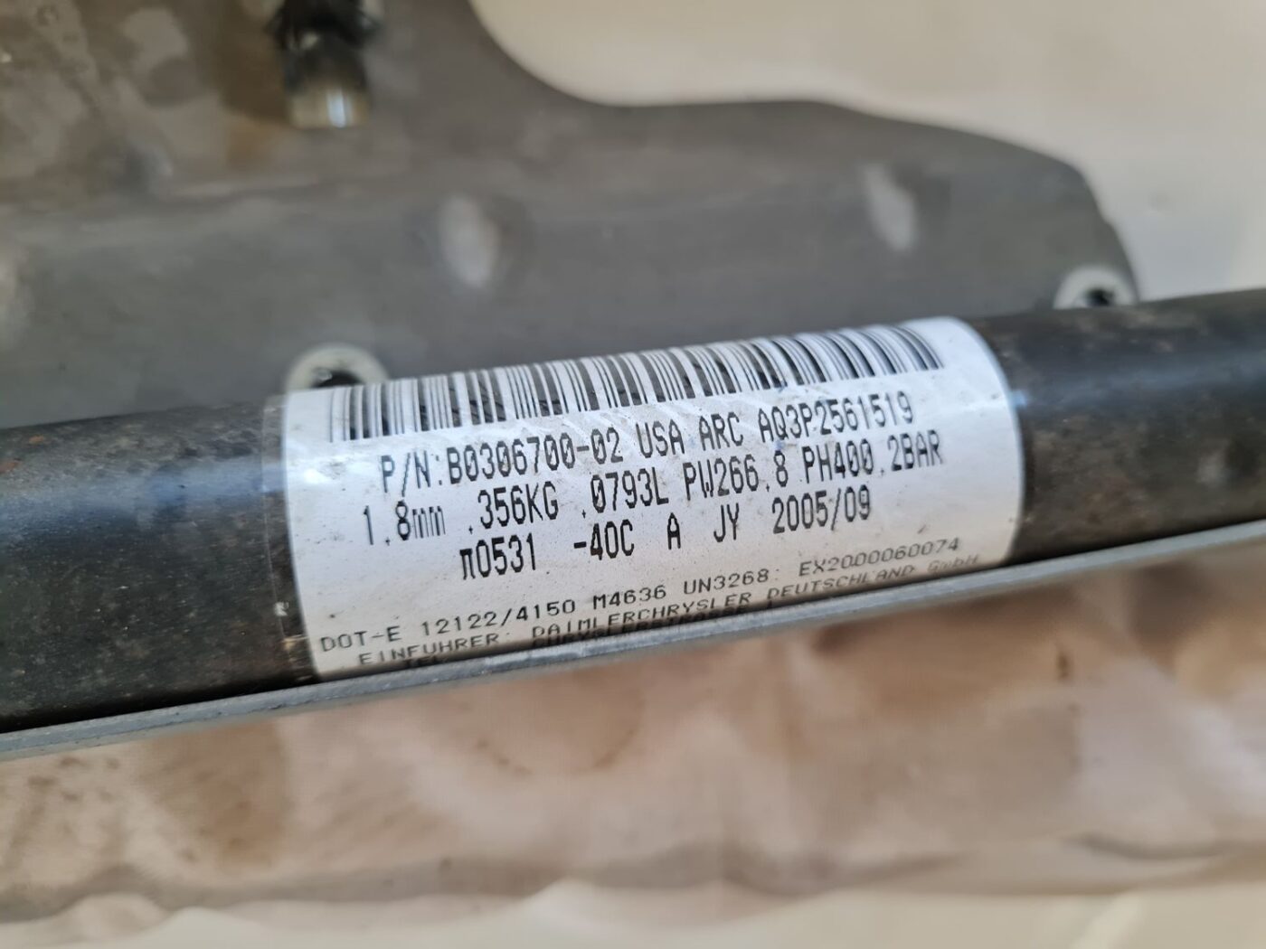 Griestu drošības spilvens, pa kreisi priekš CHRYSLER VOYAGER 2006 2 Griestu drošības spilvens, pa kreisi priekš CHRYSLER VOYAGER 2006