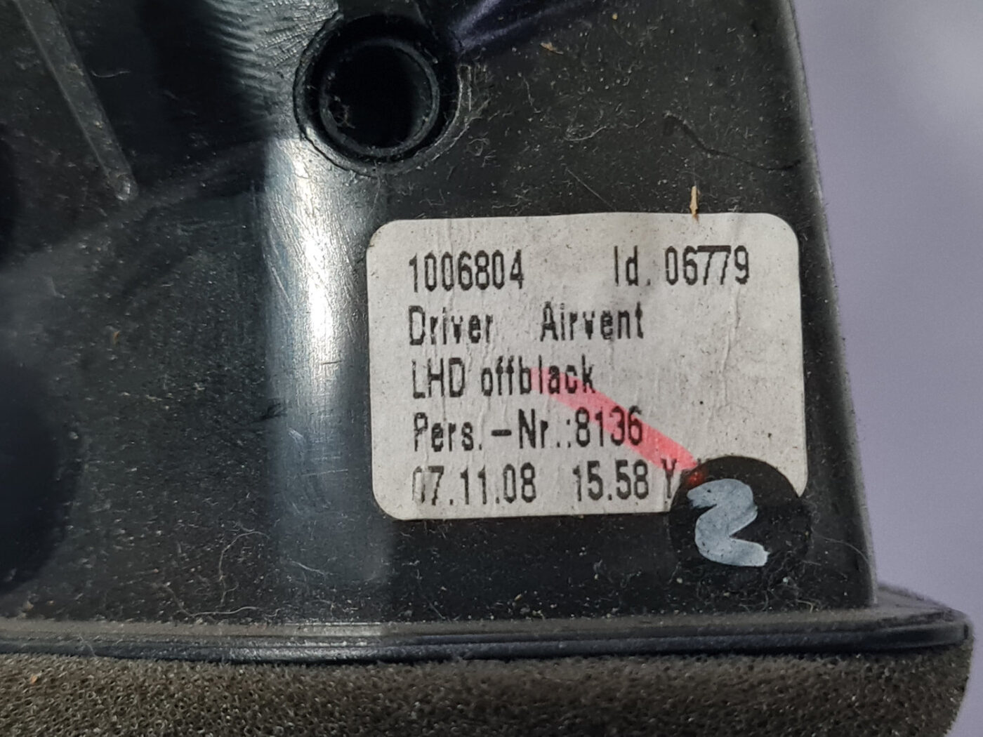 Mērinstrumentu paneļa gaisa vads, pa kreisi priekš VOLVO XC 60 2009 2 Mērinstrumentu paneļa gaisa vads, pa kreisi priekš VOLVO XC 60 2009